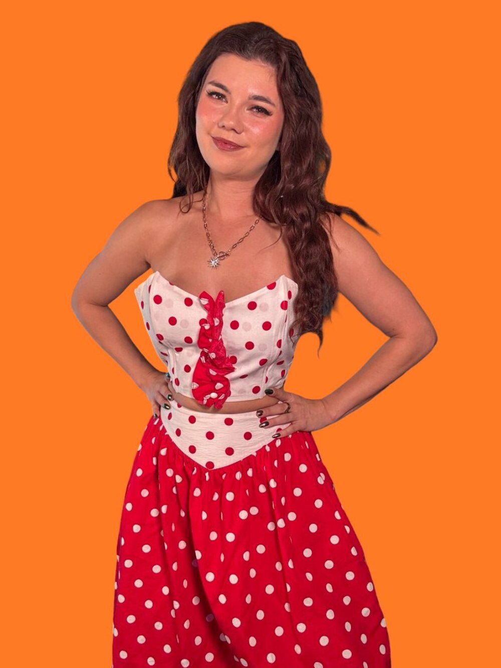Vintage Judith Michaels Retro Polka Dot Skirt Set